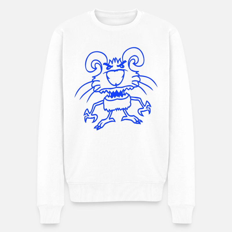 Hase Monster Böse Gefährlich Cool Halloween Horror - Männer Premium Bio Pullover - Weiß