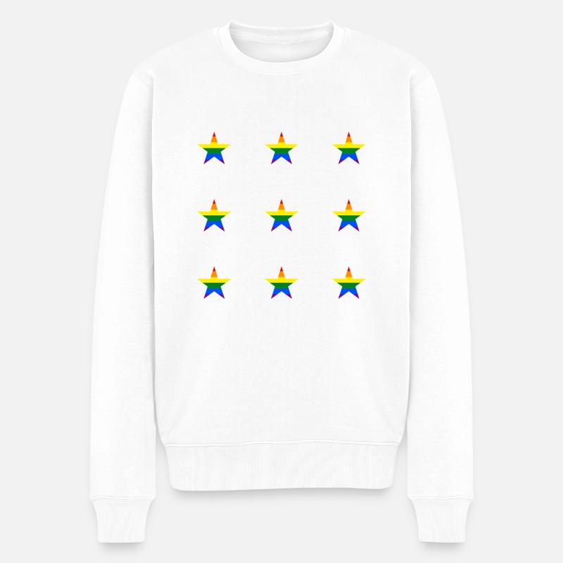 Rainbow star pattern LGBTQ colours - Men's Premium Organic Jumper - white
