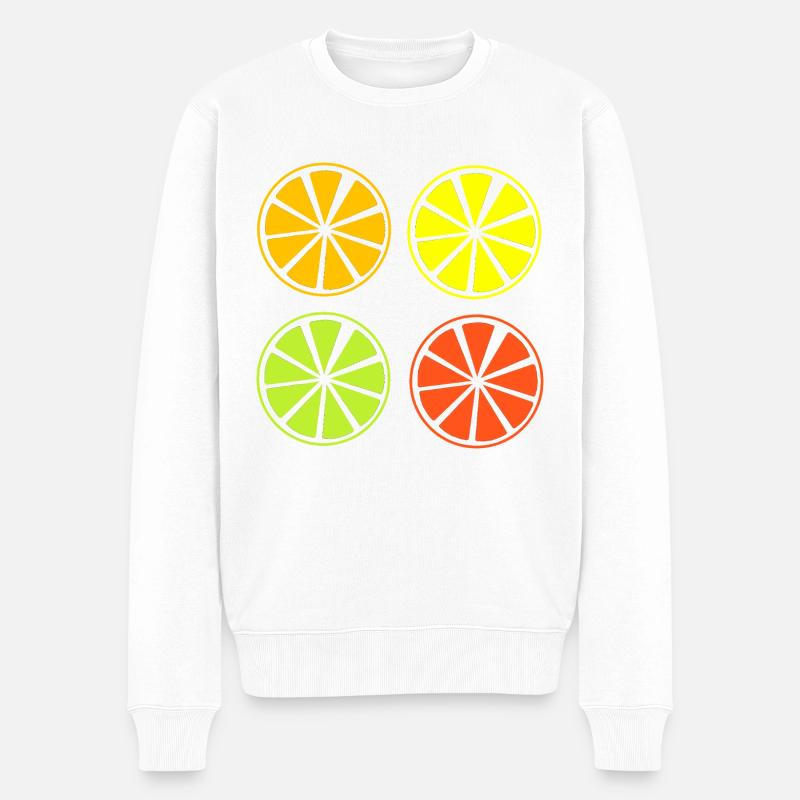 bunte Orangen - Männer Premium Bio Pullover - Weiß