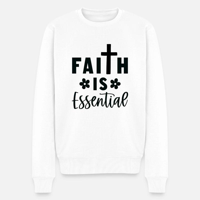 Faith is essential - Männer Premium Bio Pullover - Weiß