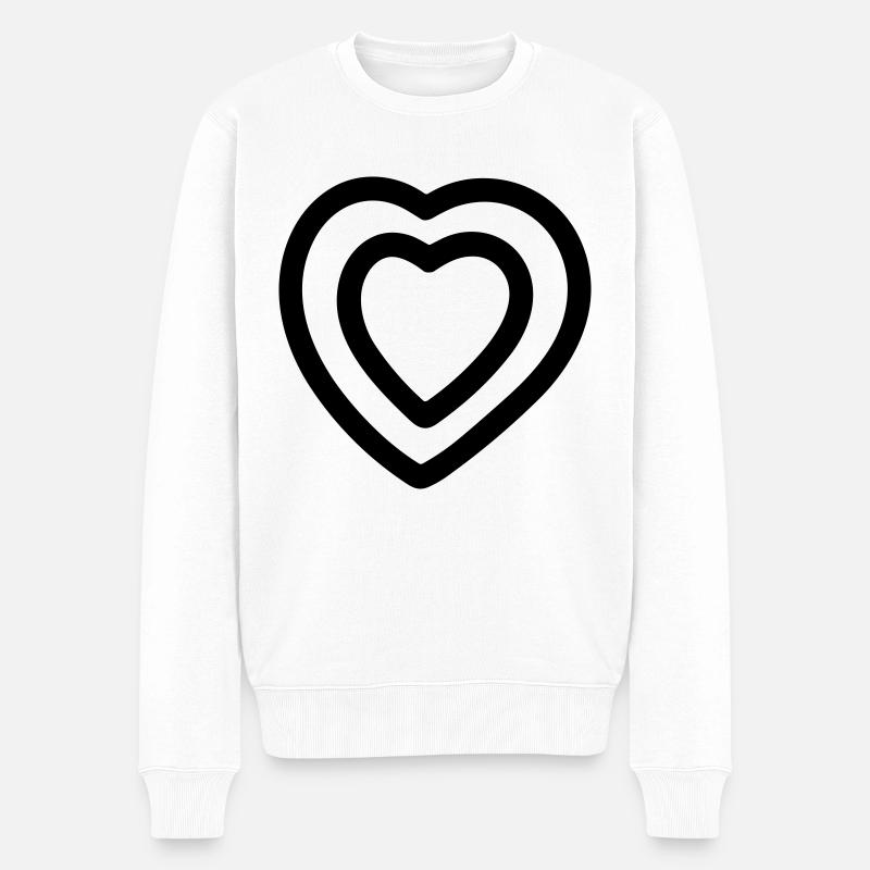 Herz - Männer Premium Bio Pullover - Weiß