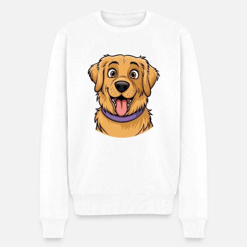 Golden Retriever Portrait - Männer Premium Bio Pullover - Weiß