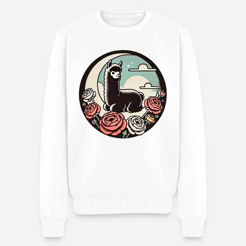 Lama - Männer Premium Bio Pullover - Weiß