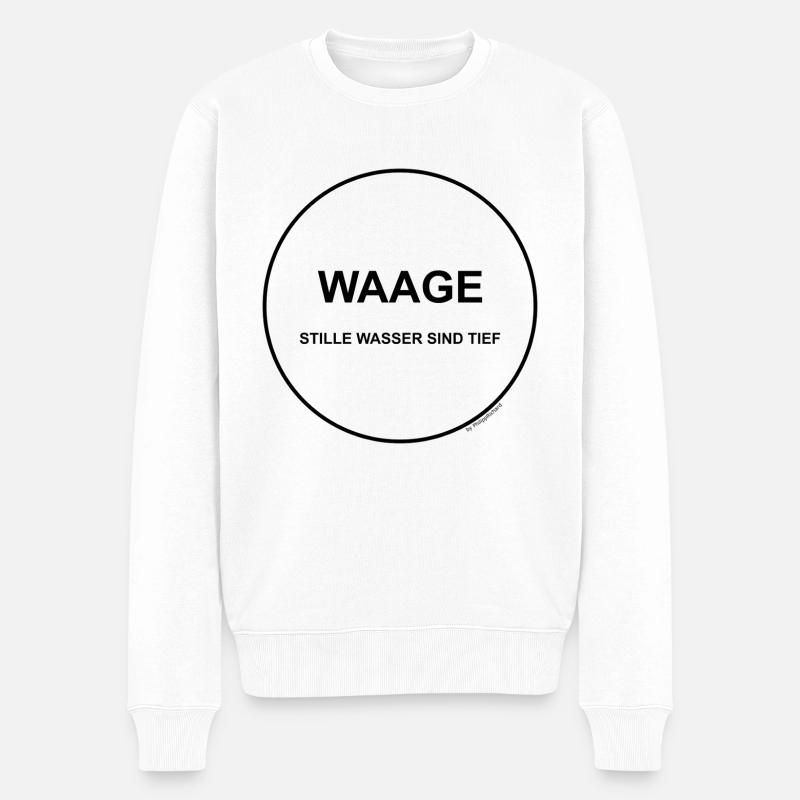 Waage - stille wasser sind tief - Männer Premium Bio Pullover - Weiß