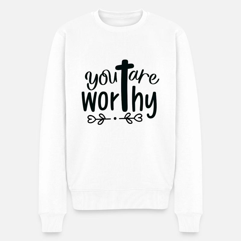 Du bist wertvoll - Männer Premium Bio Pullover - Weiß