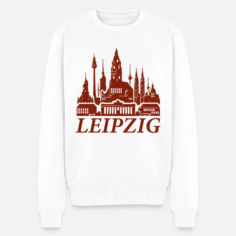 leipzig skyline - Männer Premium Bio Pullover - Weiß