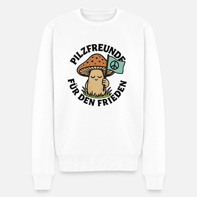 Pilzfreunde für den Frieden - Männer Premium Bio Pullover - Weiß