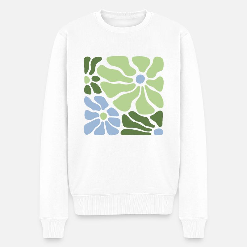 Retro Flower - Männer Premium Bio Pullover - Weiß