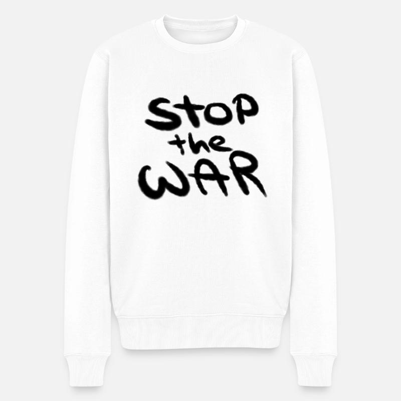Stop the war - Männer Premium Bio Pullover - Weiß