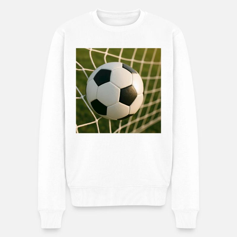 Fußball - Ball im Tor - Männer Premium Bio Pullover - Weiß