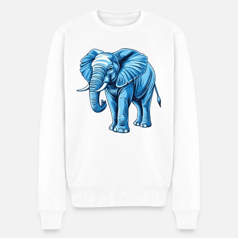 éléphant bleu - Pull Premium bio Homme - blanc