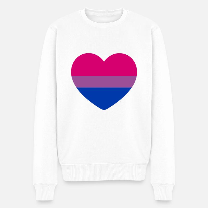 Bi-Flagge Herz - Männer Premium Bio Pullover - Weiß