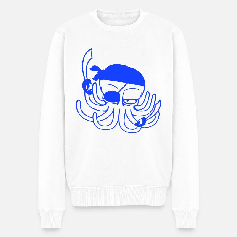 Octopus Pirate Équipage Capitaine Marin Boucanier Voile - Pull Premium bio Homme - blanc