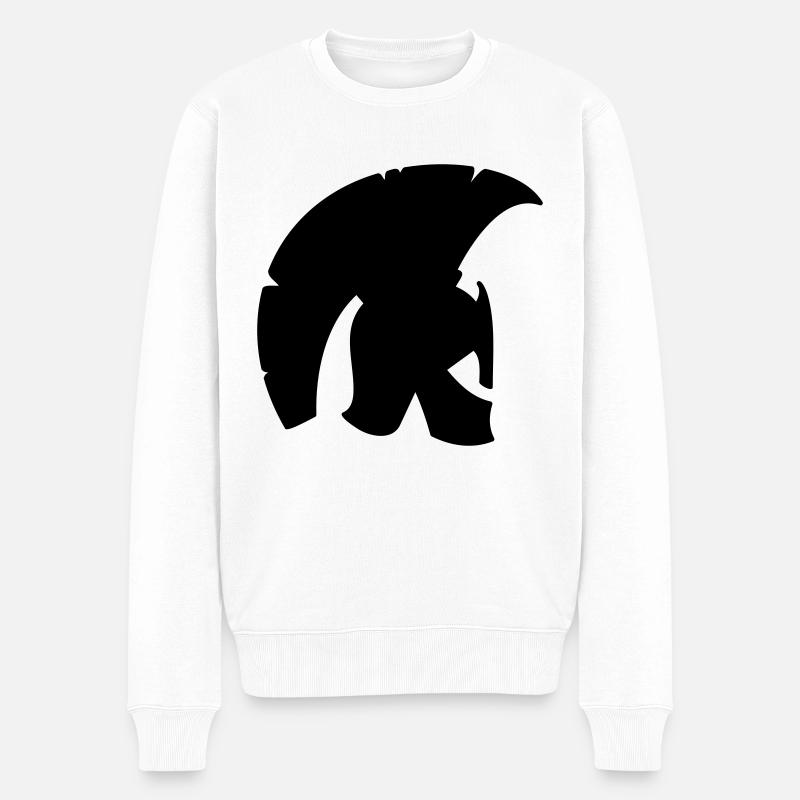 Spartan Helm 1c - Männer Premium Bio Pullover - Weiß