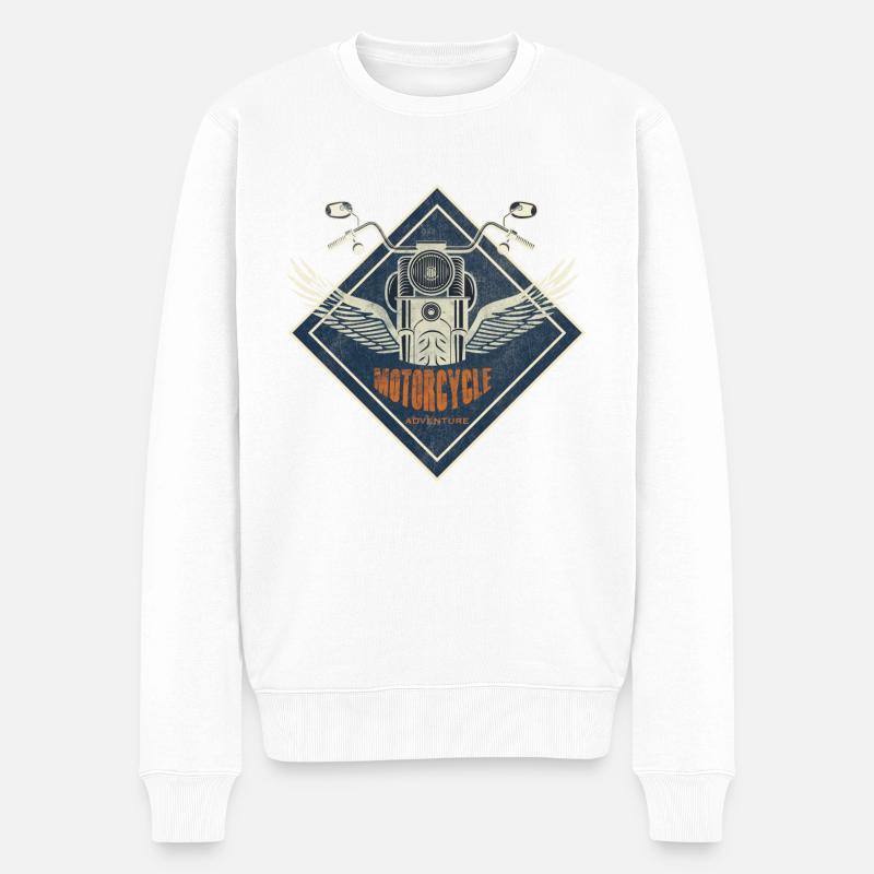 Biker Motorrad - Männer Premium Bio Pullover - Weiß
