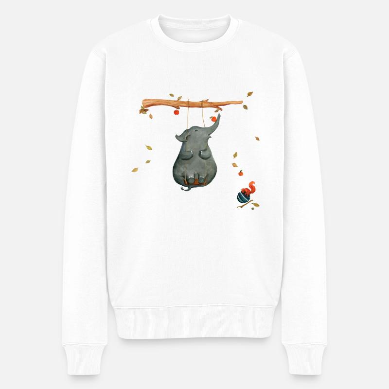 schaukeln mit Eichhörnchen - Männer Premium Bio Pullover - Weiß