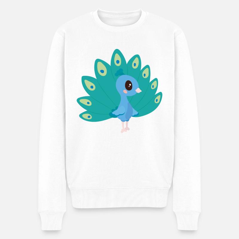 Pfau - Männer Premium Bio Pullover - Weiß