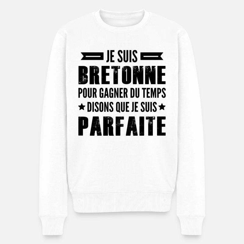 je suis bretonne et je suis parfaite - Pull Premium bio Homme - blanc