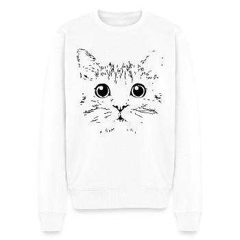 tete de chat - Pull Premium bio Homme - blanc - Devant - Thijin (182cm)