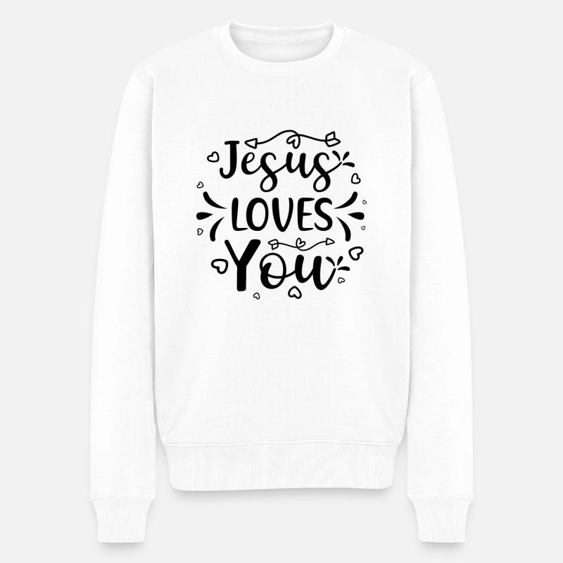 jesus liebt dich 01 - Männer Premium Bio Pullover - Weiß