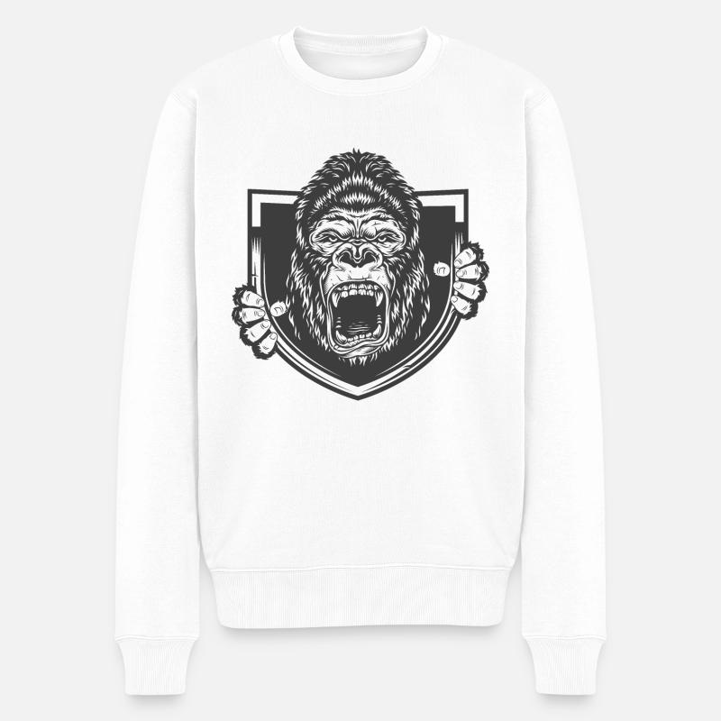 Mad Gorilla - Männer Premium Bio Pullover - Weiß