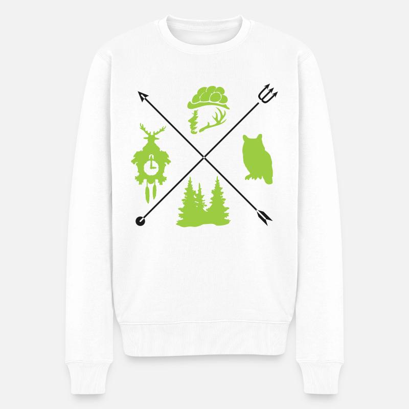 Black Forest Wegweiser - Männer Premium Bio Pullover - Weiß