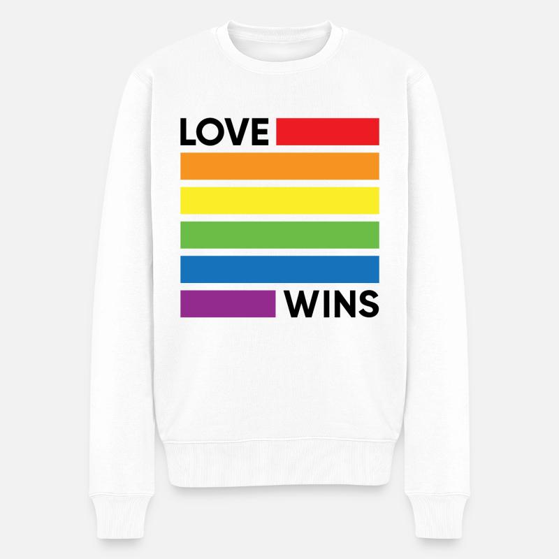 Liebe gewinnt - Männer Premium Bio Pullover - Weiß