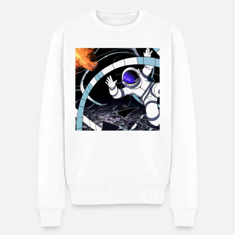 Astronaut fällt in schwarzes Loch - Männer Premium Bio Pullover - Weiß