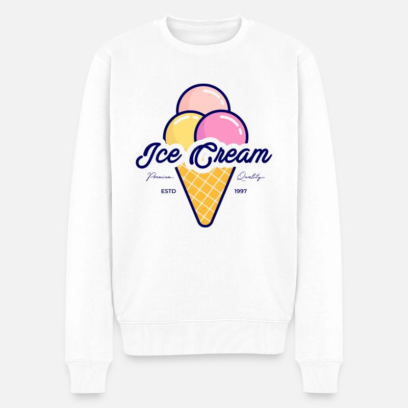 Eiswaffel, Retro - Männer Premium Bio Pullover - Weiß