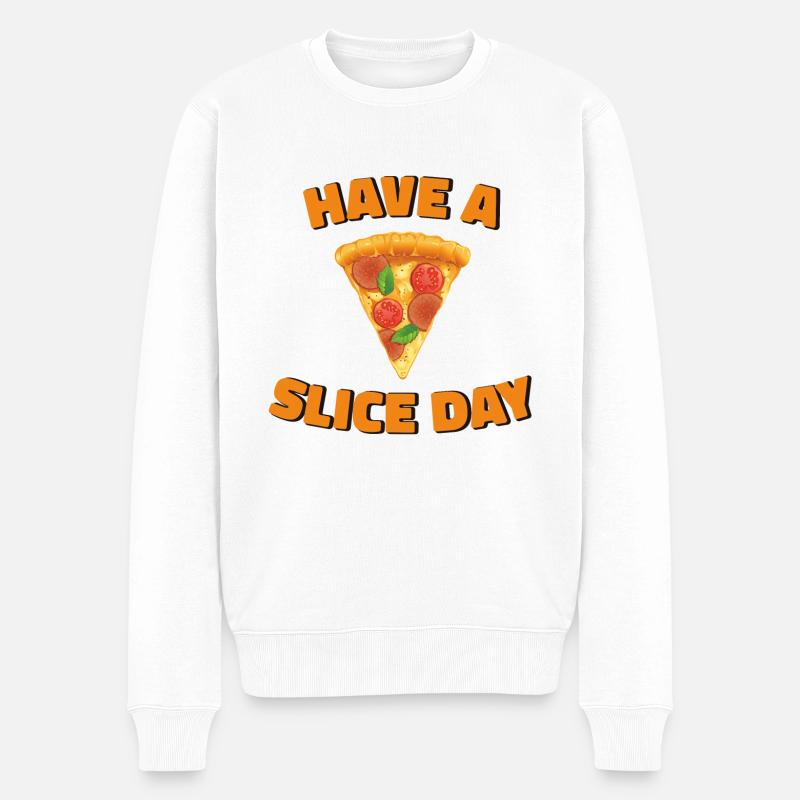 PRENEZ UNE TRANCHE DE PIZZA - Pull Premium bio Homme - blanc