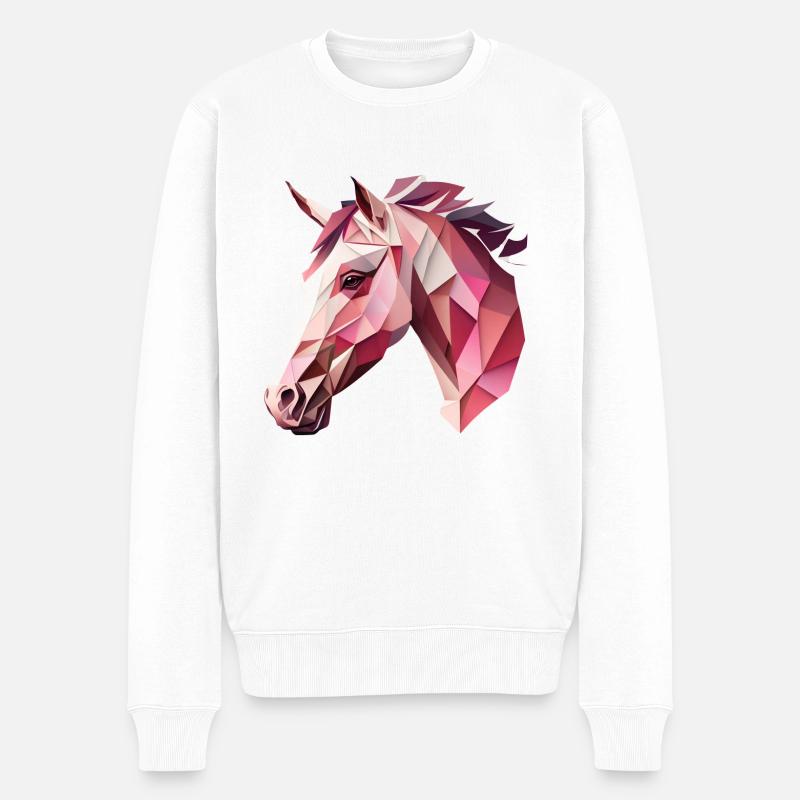 Ein eckiger rosa Pferdekop - Männer Premium Bio Pullover - Weiß