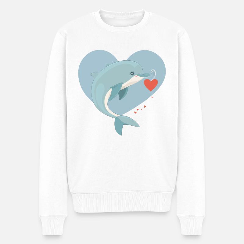 süßer Delfin - Männer Premium Bio Pullover - Weiß