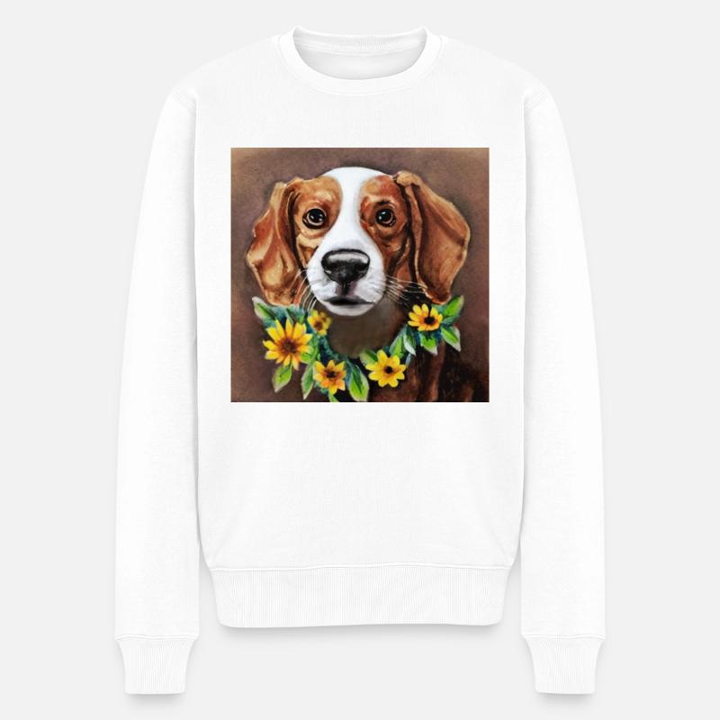 Beeindruckend! Feder! -Beagle - Männer Premium Bio Pullover - Weiß