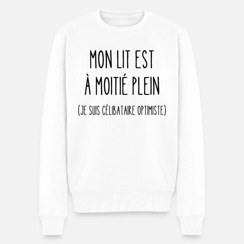 lit à moitié plein - Pull Premium bio Homme - blanc