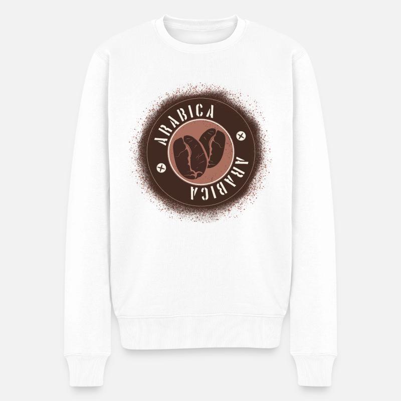 Café Arabica. - Pull Premium bio Homme - blanc