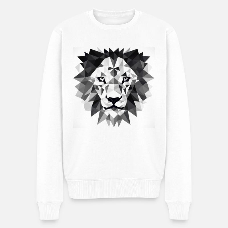 Löwe Triangle Design - Männer Premium Bio Pullover - Weiß