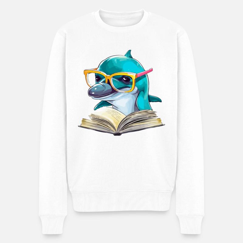 Molo le dauphin savant - Pull Premium bio Homme - blanc