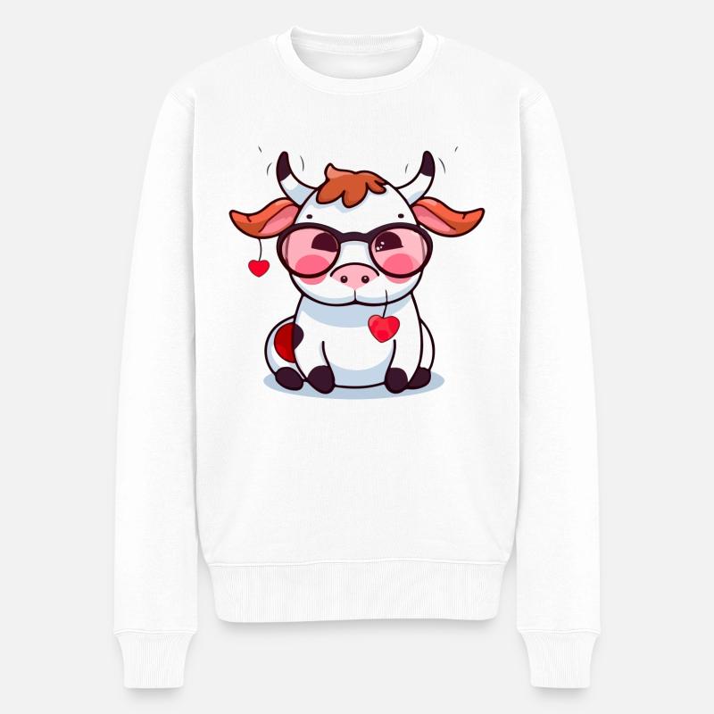 Lala, die Kuh - Männer Premium Bio Pullover - Weiß