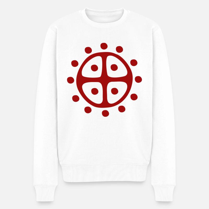 Sonnenrad / Jahresrad - Männer Premium Bio Pullover - Weiß