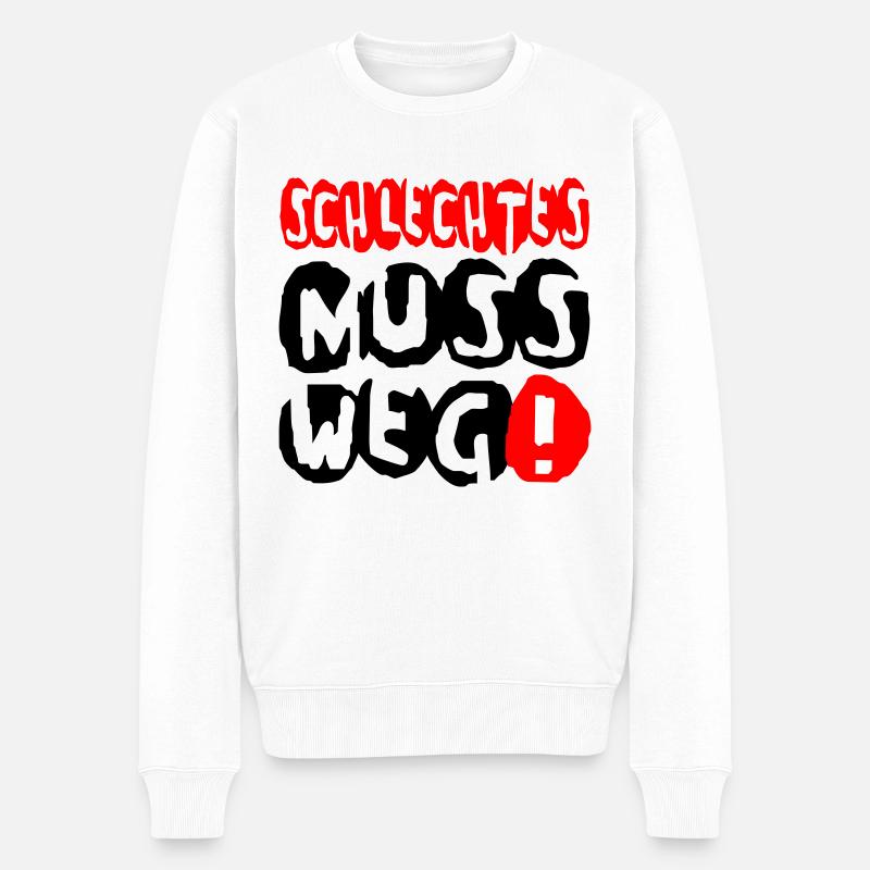 schlechtes weg - Männer Premium Bio Pullover - Weiß