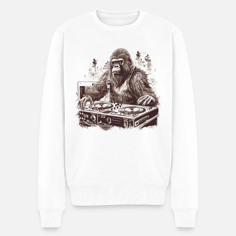 Bigfoot-DJ - Männer Premium Bio Pullover - Weiß
