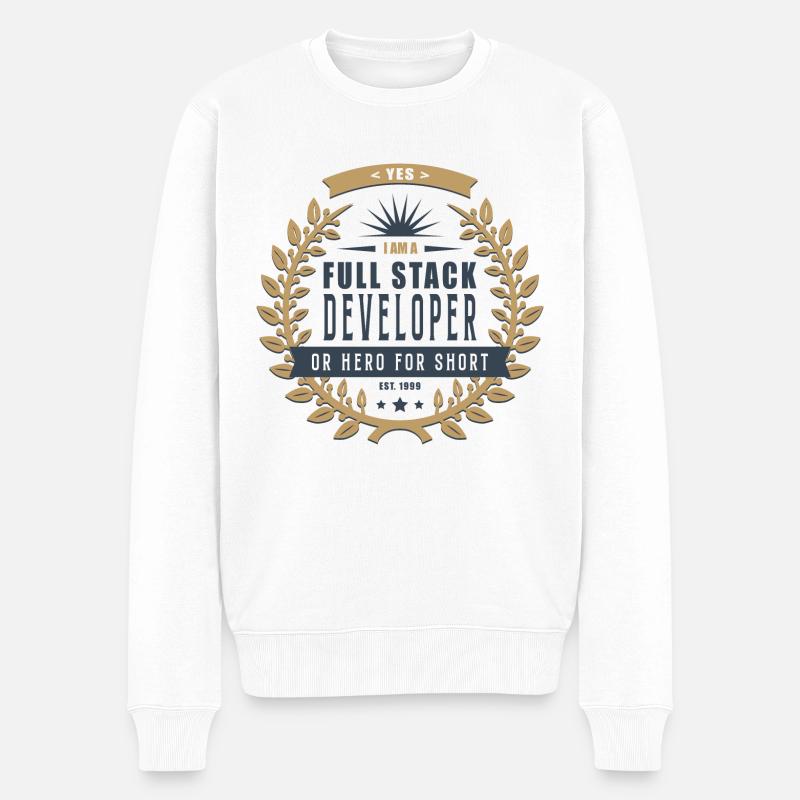Full Stack Developer dunkel - Männer Premium Bio Pullover - Weiß