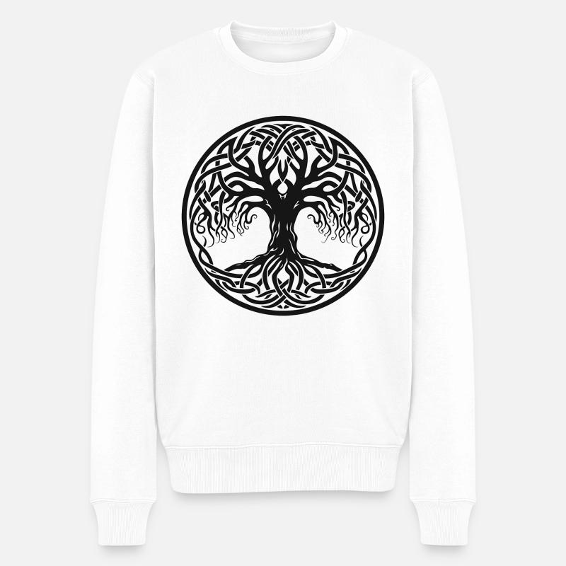 Weltenbaum, Yggdrasil, Glückssymbol, Gothic - Männer Premium Bio Pullover - Weiß