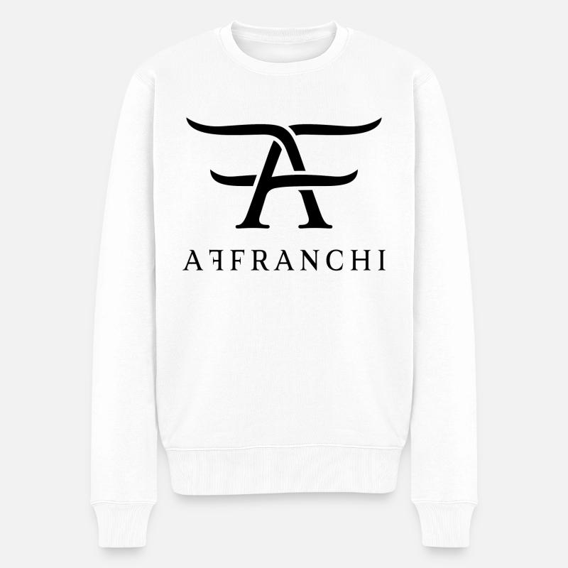 Affranchi Basic (Grand logo noir) - Pull Premium bio Homme - blanc