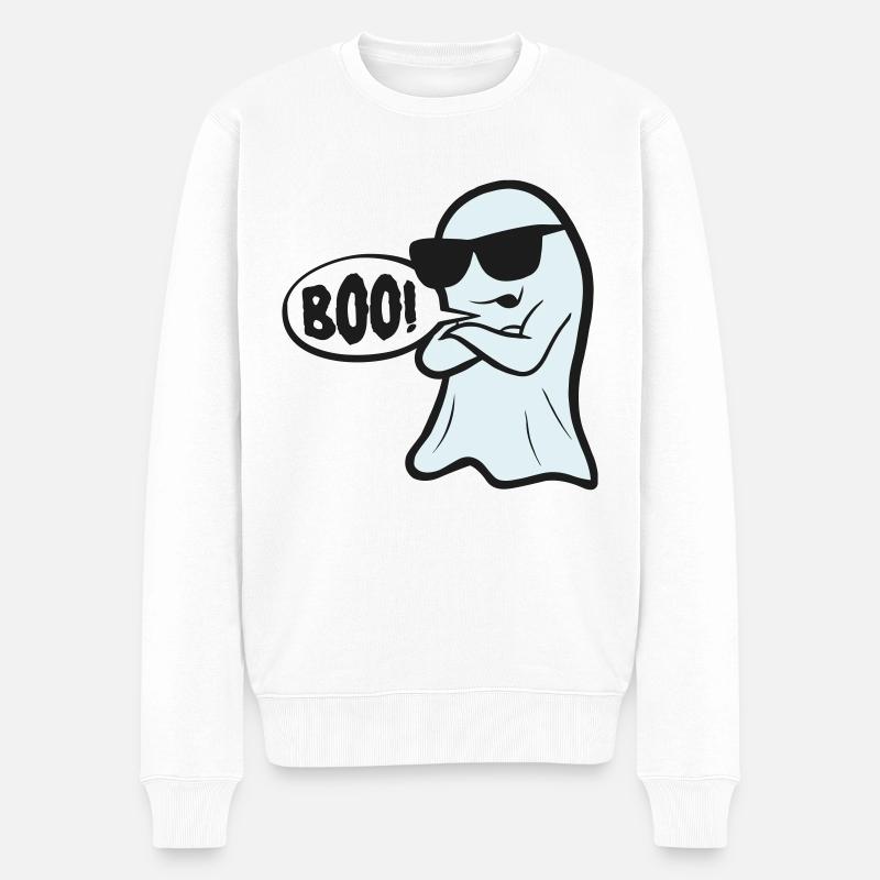 Boo - Männer Premium Bio Pullover - Weiß