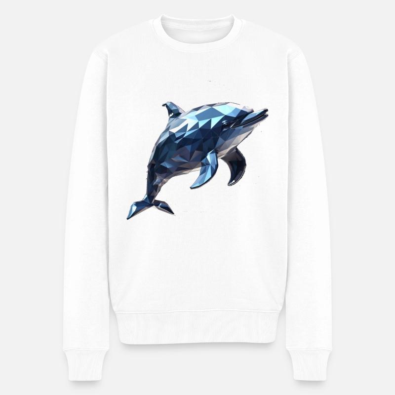 Geometric Style Dolphin - Männer Premium Bio Pullover - Weiß