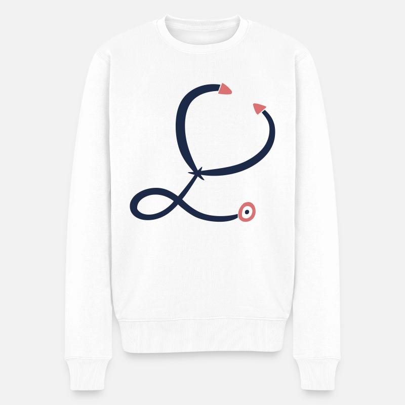 Dessin du stéthoscope. Médecin/infirmière. - Pull Premium bio Homme - blanc