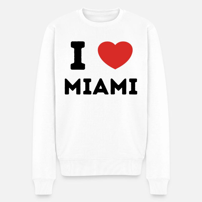 I Love Miami, États-Unis - Pull Premium bio Homme - blanc