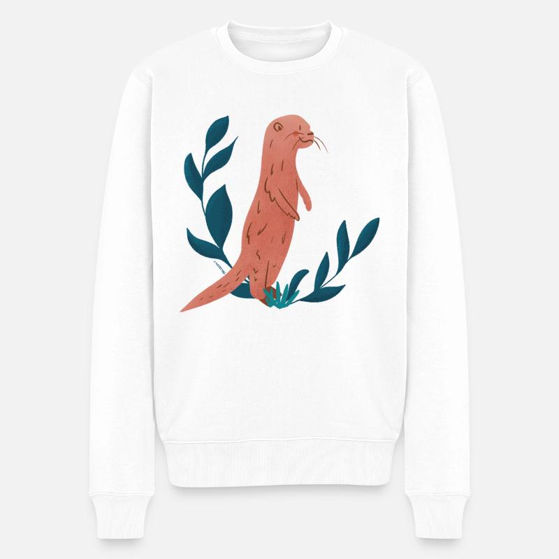 Loutre et feuilles - Pull Premium bio Homme - blanc