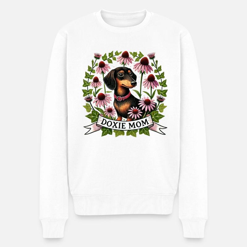 Dackel Doxie Mama - Männer Premium Bio Pullover - Weiß